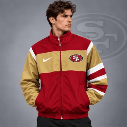 San Francisco 49ers | Premium NFL Team Crest Color Block Full Zip Track Jacket NDN