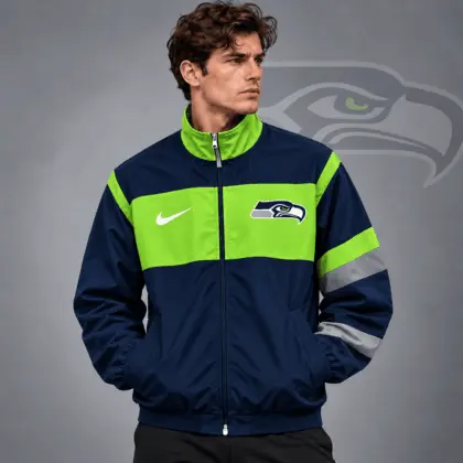 Seattle Seahawks | Premium NFL Team Crest Color Block Full Zip Track Jacket NDN