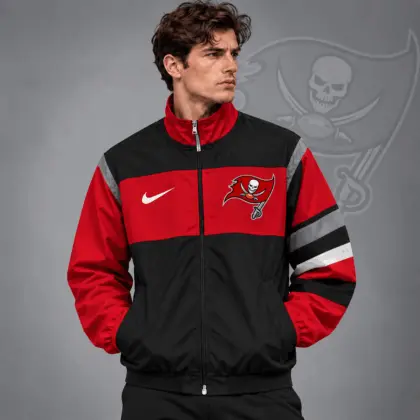 Tampa Bay Buccaneers | Premium NFL Team Crest Color Block Full Zip Track Jacket NDN