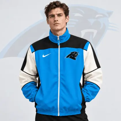 Carolina Panthers | Premium NFL Team Crest Retro Color Block Full Zip Windbreaker Jacket NDN