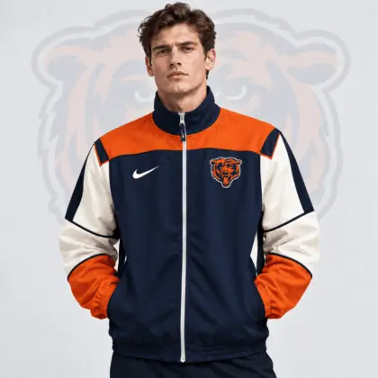 Chicago Bears | Premium NFL Team Crest Retro Color Block Full Zip Windbreaker Jacket NDN