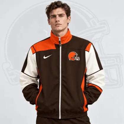 Cleveland Browns | Premium NFL Team Crest Retro Color Block Full Zip Windbreaker Jacket NDN