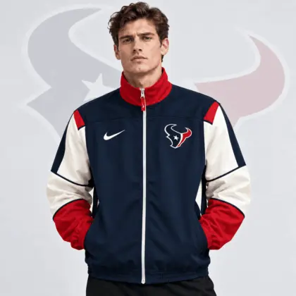 Houston Texans | Premium NFL Team Crest Retro Color Block Full Zip Windbreaker Jacket NDN