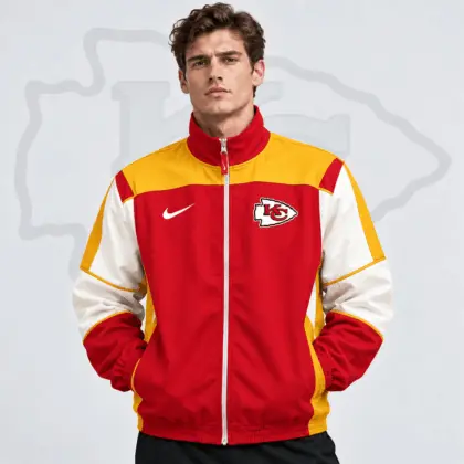 Kansas City Chiefs | Premium NFL Team Crest Retro Color Block Full Zip Windbreaker Jacket NDN