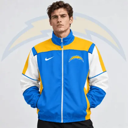 Los Angeles Chargers | Premium NFL Team Crest Retro Color Block Full Zip Windbreaker Jacket NDN