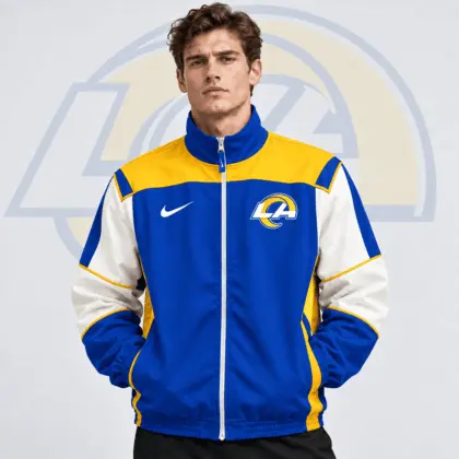 Los Angeles Rams | Premium NFL Team Crest Retro Color Block Full Zip Windbreaker Jacket NDN