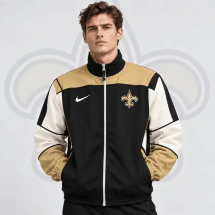 New Orleans Saints | Premium NFL Team Crest Retro Color Block Full Zip Windbreaker Jacket NDN