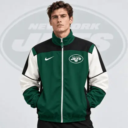 New York Jets | Premium NFL Team Crest Retro Color Block Full Zip Windbreaker Jacket NDN