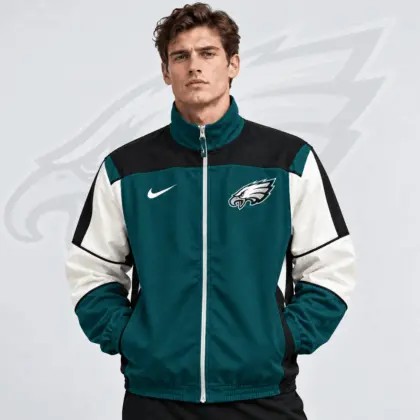 Philadelphia Eagles | Premium NFL Team Crest Retro Color Block Full Zip Windbreaker Jacket NDN