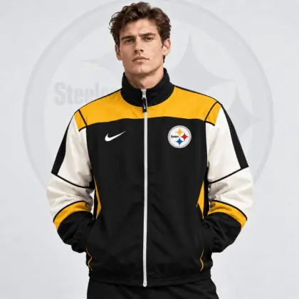 Pittsburgh Steelers | Premium NFL Team Crest Retro Color Block Full Zip Windbreaker Jacket NDN