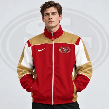 San Francisco 49ers | Premium NFL Team Crest Retro Color Block Full Zip Windbreaker Jacket NDN