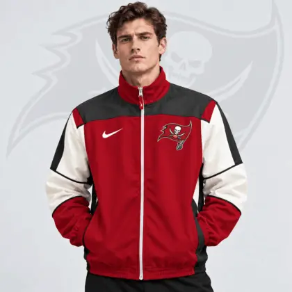 Tampa Bay Buccaneers | Premium NFL Team Crest Retro Color Block Full Zip Windbreaker Jacket NDN