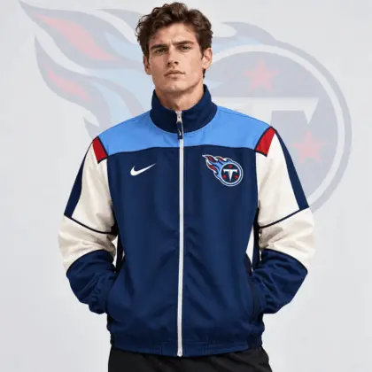 Tennessee Titans | Premium NFL Team Crest Retro Color Block Full Zip Windbreaker Jacket NDN