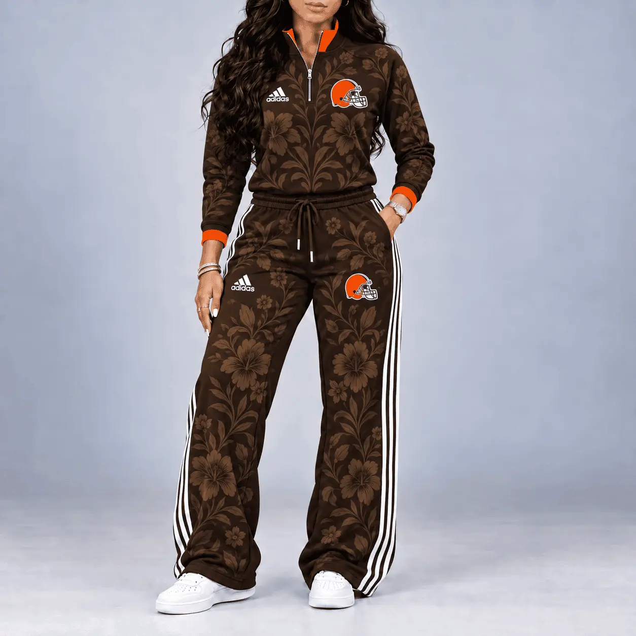 Cleveland Browns | Premium NFL Stadium Style Floral Quarter-Zip + Pants TD