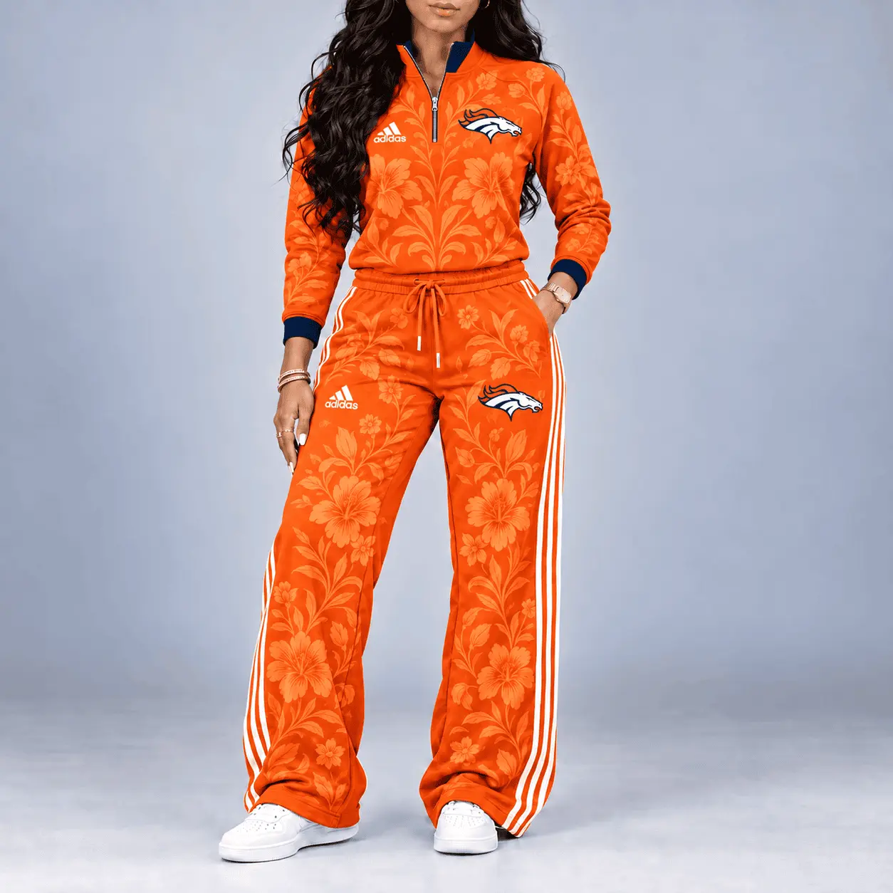 Denver Broncos | Premium NFL Stadium Style Floral Quarter-Zip + Pants TD