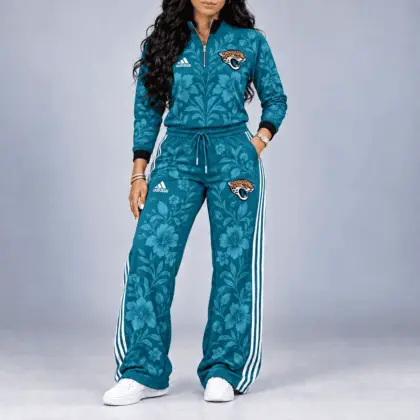 Stadium Style Floral Quarter-Zip + Pants