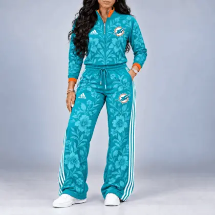 Miami Dolphins | Premium NFL Stadium Style Floral Quarter-Zip + Pants TD