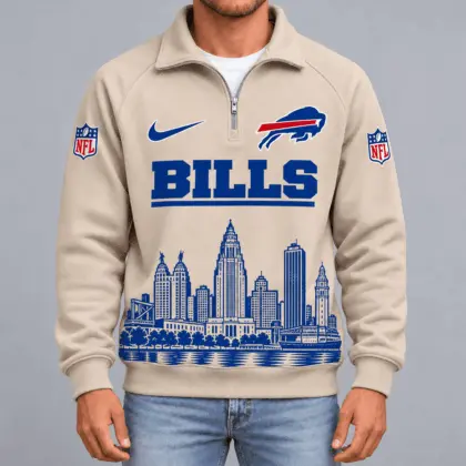 Buffalo Bills | Premium NFL Cityscape Vintage Quarter-Zip Sweatshirt TD