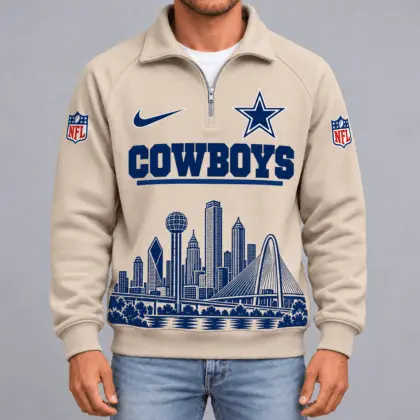 Dallas Cowboys | Premium NFL Cityscape Vintage Quarter-Zip Sweatshirt TD