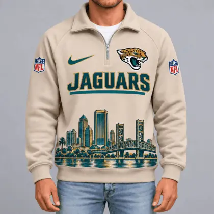 Jacksonville Jaguars | Premium NFL Cityscape Vintage Quarter-Zip Sweatshirt TD