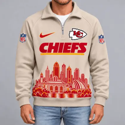 Kansas City Chiefs | Premium NFL Cityscape Vintage Quarter-Zip Sweatshirt TD