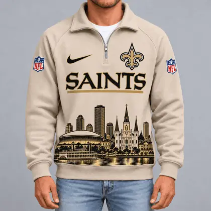 New Orleans Saints | Premium NFL Cityscape Vintage Quarter-Zip Sweatshirt TD