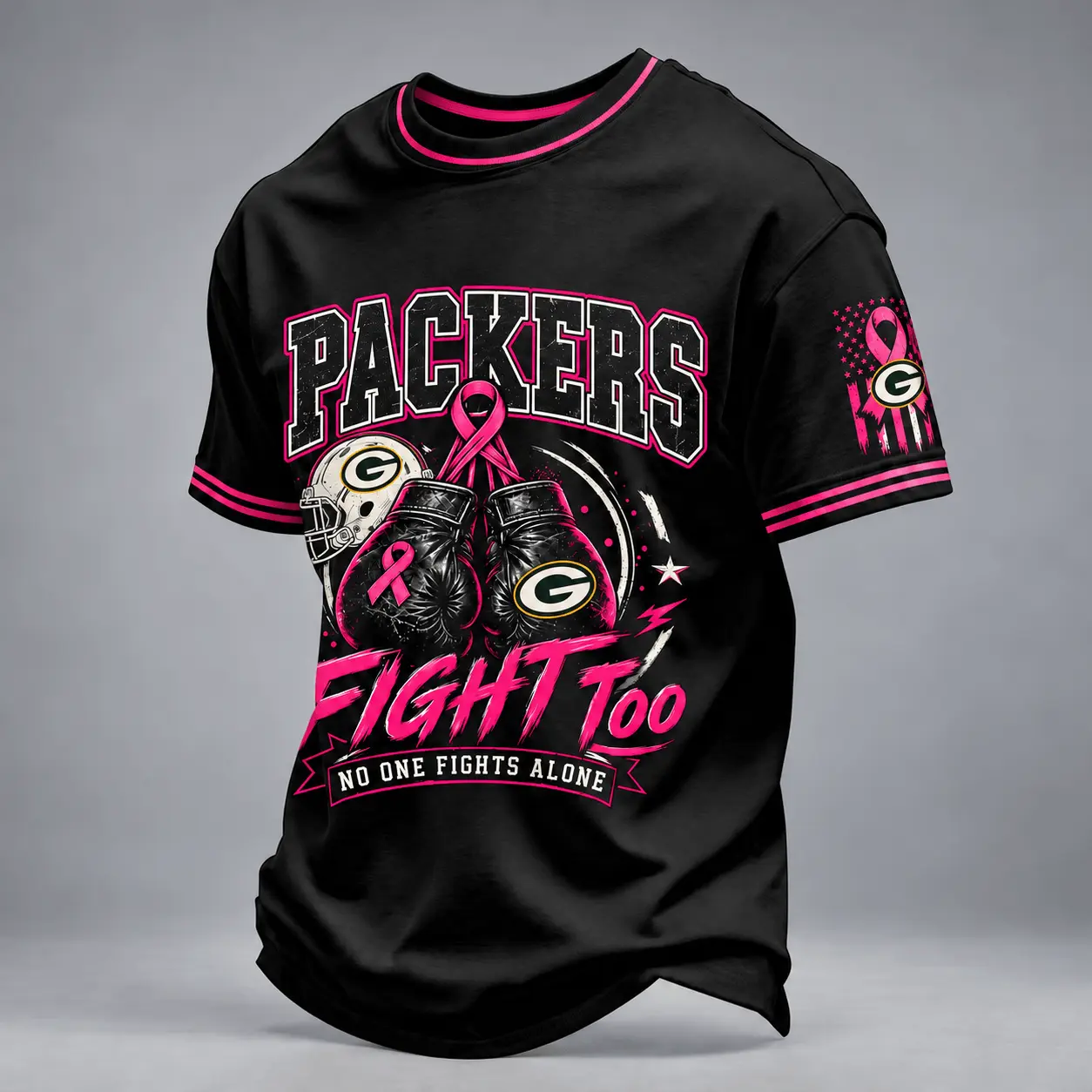 Green Bay Packers | Premium NFL No One Fights Alone Breast Cancer Awareness T-Shirt TD