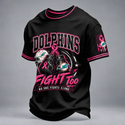 Miami Dolphins | Premium NFL No One Fights Alone Breast Cancer Awareness T-Shirt TD