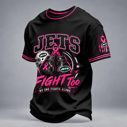 New York Jets | Premium NFL No One Fights Alone Breast Cancer Awareness T-Shirt TD