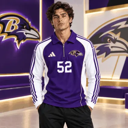 Baltimore Ravens | Premium NFL Vintage Football Zipper Long Sleeve Polo TD