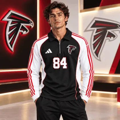 Atlanta Falcons | Premium NFL Vintage Football Zipper Long Sleeve Polo TD