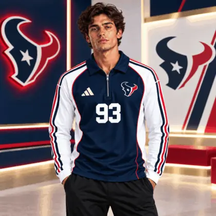 Houston Texans | Premium NFL Vintage Football Zipper Long Sleeve Polo TD