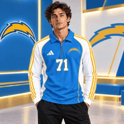 Los Angeles Chargers | Premium NFL Vintage Football Zipper Long Sleeve Polo TD