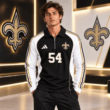 New Orleans Saints | Premium NFL Vintage Football Zipper Long Sleeve Polo TD
