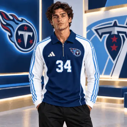 Tennessee Titans | Premium NFL Vintage Football Zipper Long Sleeve Polo TD