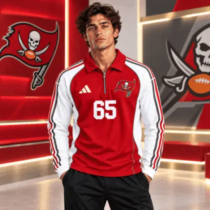 Tampa Bay Buccaneers | Premium NFL Vintage Football Zipper Long Sleeve Polo TD