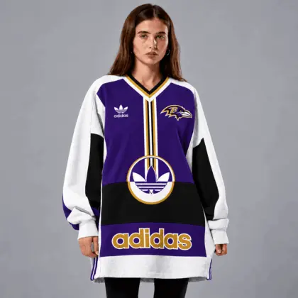 Baltimore Ravens | Premium NFL Vintage Varsity Oversized V-Neck Sweatshirt TD
