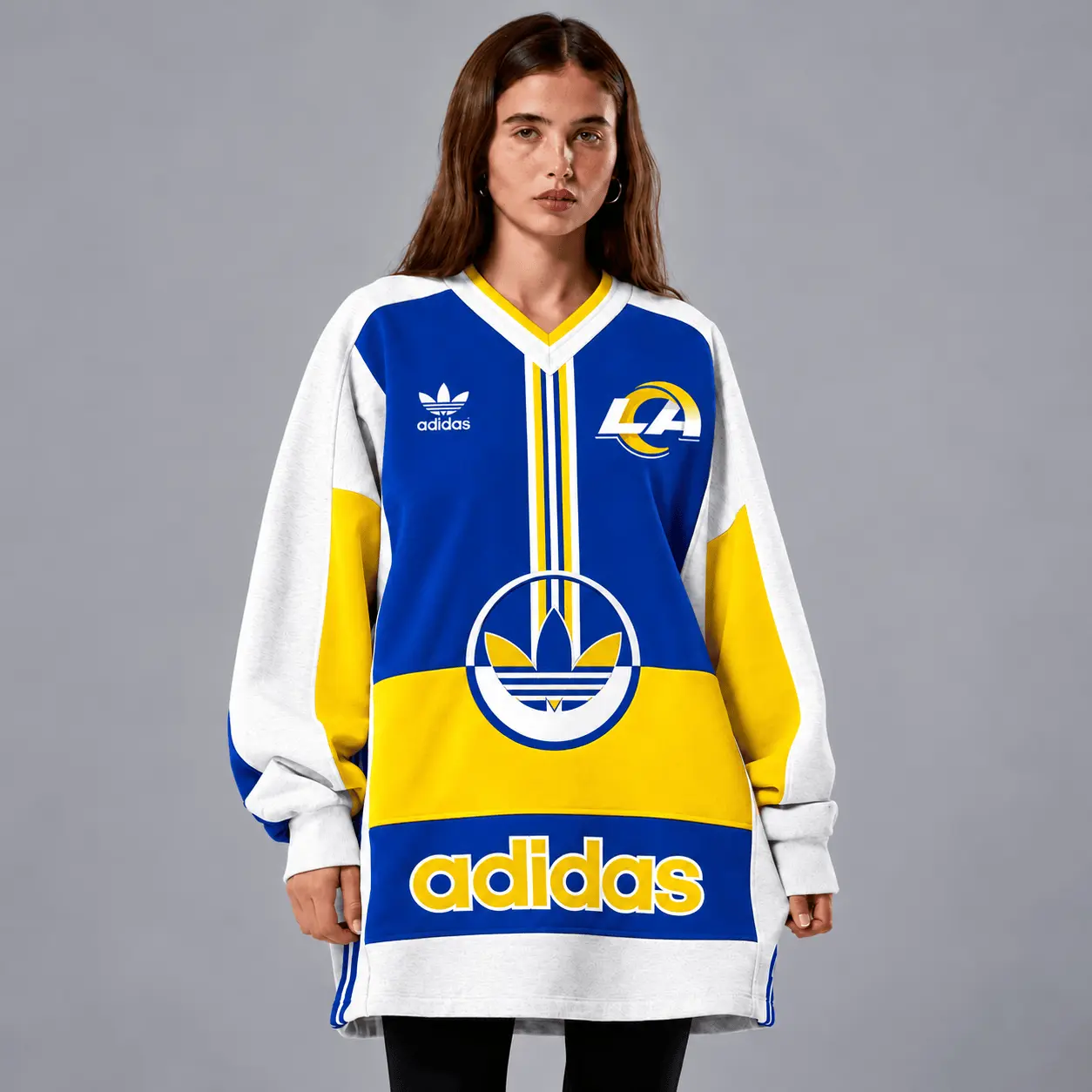 Los Angeles Rams | Premium NFL Vintage Varsity Oversized V-Neck Sweatshirt TD