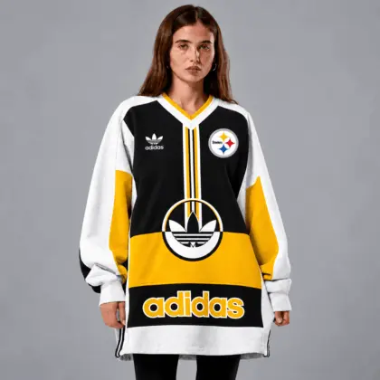 Pittsburgh Steelers | Premium NFL Vintage Varsity Oversized V-Neck Sweatshirt TD