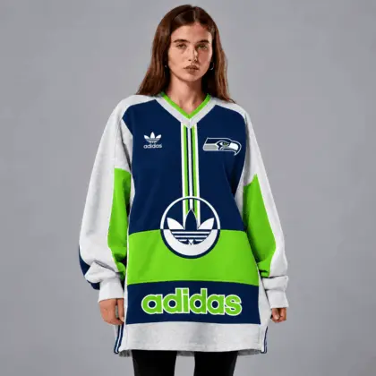 Seattle Seahawks | Premium NFL Vintage Varsity Oversized V-Neck Sweatshirt TD