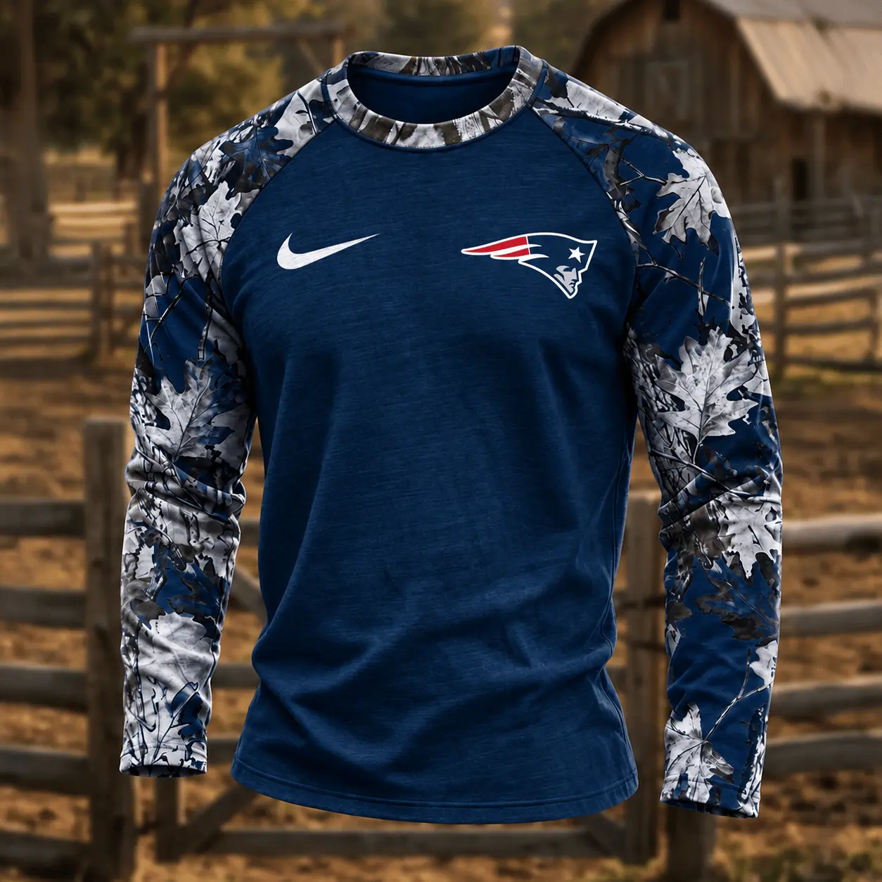 New England Patriots | Premium NFL Camo Hunting Long Sleeve Shirt TD