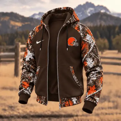 Cleveland Browns | Premium NFL Camo Hunting Zip Hoodie TD