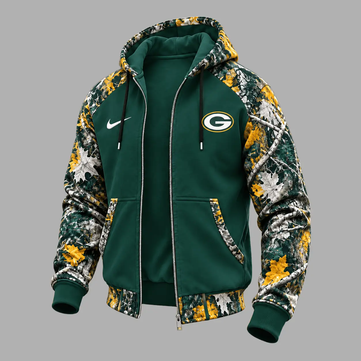 Green Bay Packers | Premium NFL Camo Hunting Zip Hoodie TD - Image 2