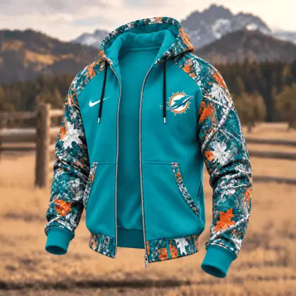 Miami Dolphins | Premium NFL Camo Hunting Zip Hoodie TD