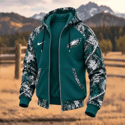 Philadelphia Eagles | Premium NFL Camo Hunting Zip Hoodie TD