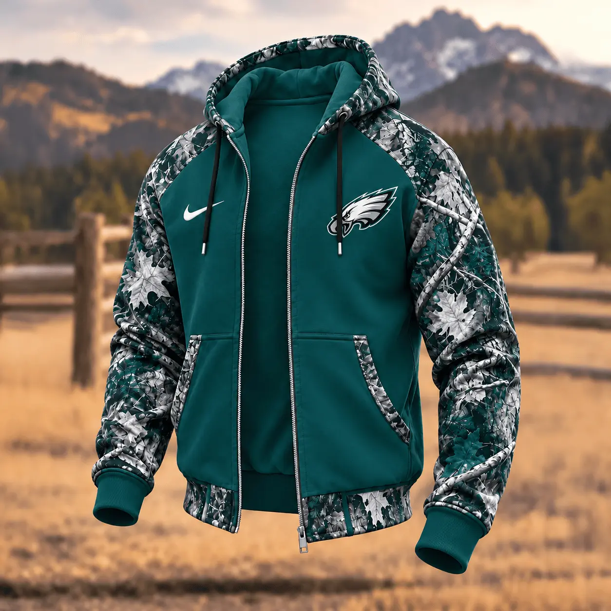 Philadelphia Eagles | Premium NFL Camo Hunting Zip Hoodie TD
