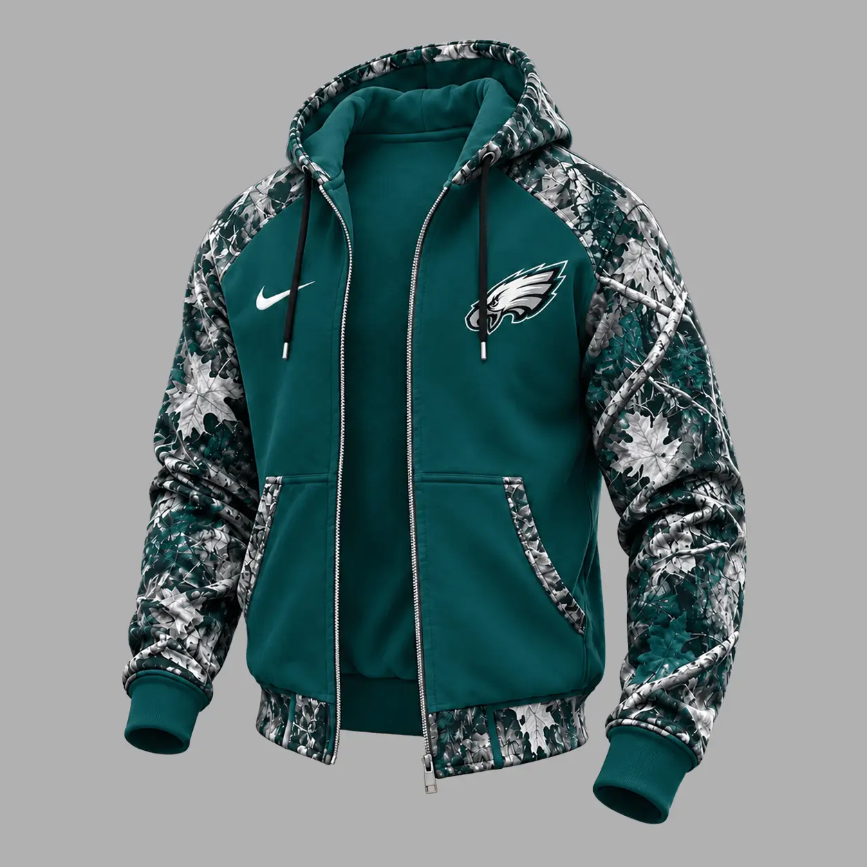 Philadelphia Eagles | Premium NFL Camo Hunting Zip Hoodie TD - Image 2