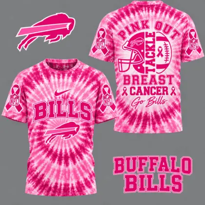 Buffalo Bills | Premium NFL Tackle Breast Cancer Pink Tie-Dye T-Shirt TD