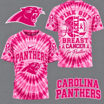 Carolina Panthers | Premium NFL Tackle Breast Cancer Pink Tie-Dye T-Shirt TD