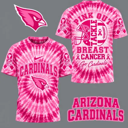 Arizona Cardinals | Premium NFL Tackle Breast Cancer Pink Tie-Dye T-Shirt TD
